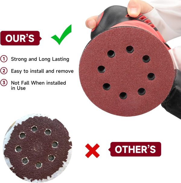 165 PCS 5 Inch Sanding Discs,Round Hook and Loop Sandpaper for Random Orbital Sander 40 60 80 120 150 240 320 400 600 Grit - Image 6