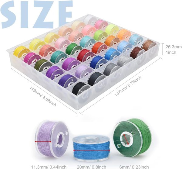 72Pcs Bobbins Sewing Threads Kit, 36 Colors Spools 360Yards per Polyester Thread, 36 Colors Prewound Bobbin with Case for Hand Machine Sewing - Image 3