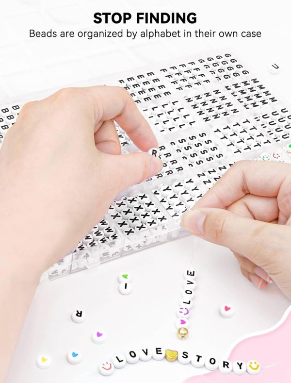 ARTDOT 1400 PCS Letter Beads for Jewelry Making Kit, 28 Styles Alphabet Beads for Friendship Bracelets Assorted Preppy Beads with Storage Case - Image 3
