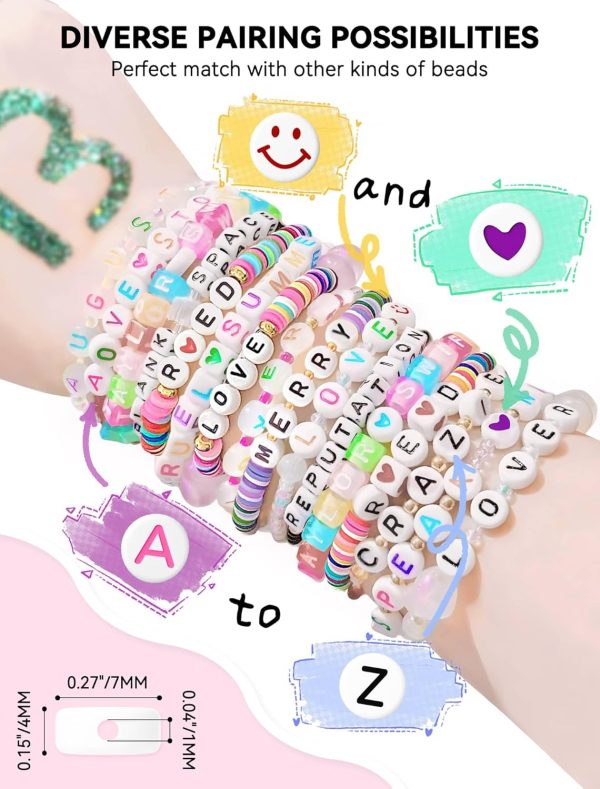 ARTDOT 1400 PCS Letter Beads for Jewelry Making Kit, 28 Styles Alphabet Beads for Friendship Bracelets Assorted Preppy Beads with Storage Case - Image 4