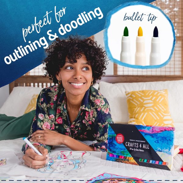 Crafts 4 All Fabric Pens for Clothes - Pack of 24 No Fade, Fabric Markers Permanent for Textile - No Bleed, Machine Washable Shoe Markers for Fabric Decorating - Laundry Marker, Erases Stains Easily - Image 4