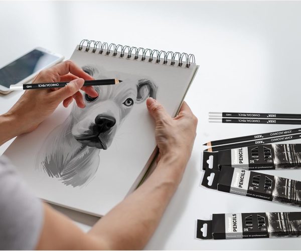 Geyoga 180 Pcs Professional Charcoal Pencils Drawing Set Soft Medium and Hard Charcoal Sketch Drawing Pencils for Beginners Artists Shading Sketching - Image 4