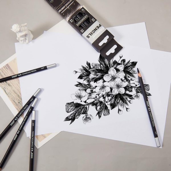Geyoga 180 Pcs Professional Charcoal Pencils Drawing Set Soft Medium and Hard Charcoal Sketch Drawing Pencils for Beginners Artists Shading Sketching - Image 5