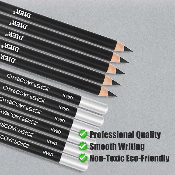 Geyoga 180 Pcs Professional Charcoal Pencils Drawing Set Soft Medium and Hard Charcoal Sketch Drawing Pencils for Beginners Artists Shading Sketching - Image 6