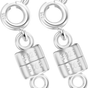 Magnetic Necklace Clasp 925 Sterling Silver Mini – Magnet Jewelry Clasps Connector for Bracelet, Strong Chain Extender Closure for Necklaces (Made in Italy)