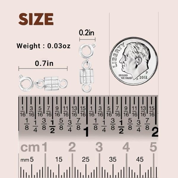 Magnetic Necklace Clasp 925 Sterling Silver Mini – Magnet Jewelry Clasps Connector for Bracelet, Strong Chain Extender Closure for Necklaces (Made in Italy) - Image 2