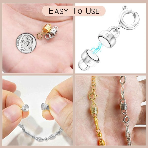 Magnetic Necklace Clasp 925 Sterling Silver Mini – Magnet Jewelry Clasps Connector for Bracelet, Strong Chain Extender Closure for Necklaces (Made in Italy) - Image 3