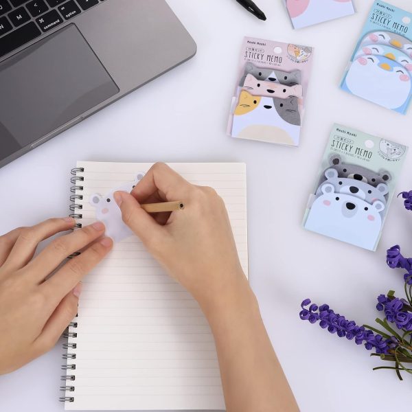 Molain Cute Sticky Notes, 6 Pack Cartoon Sticky Notes Animals Shape Markers Flags Self-Stick Memo Pads Students Home Office Roommates Gifts Tab Supplies 270 Sheets - Image 4
