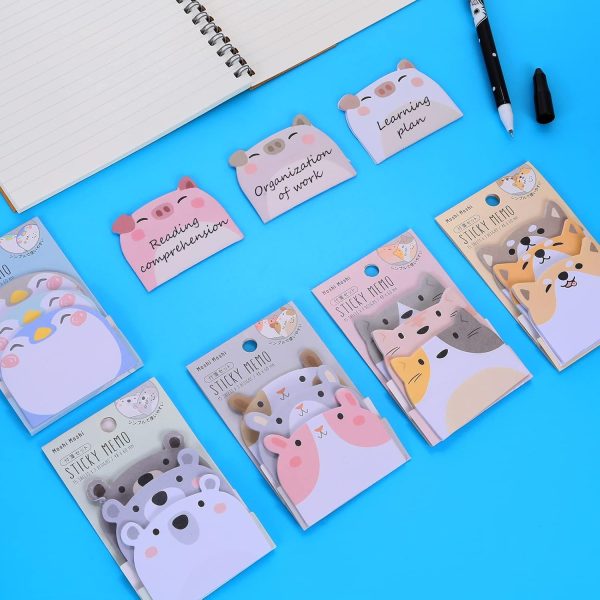 Molain Cute Sticky Notes, 6 Pack Cartoon Sticky Notes Animals Shape Markers Flags Self-Stick Memo Pads Students Home Office Roommates Gifts Tab Supplies 270 Sheets - Image 7