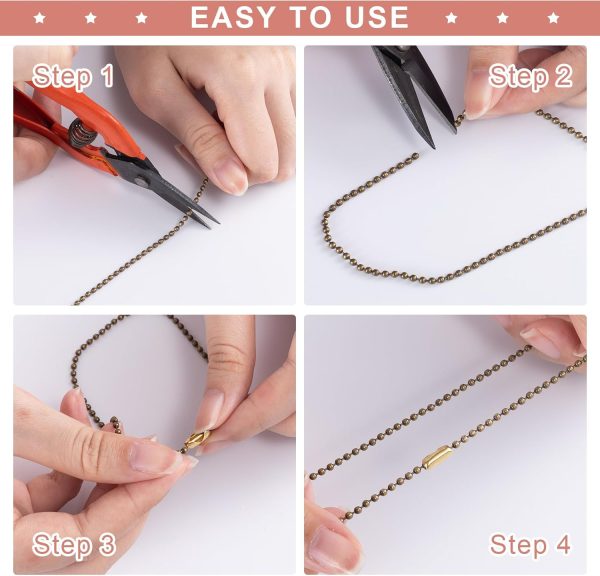 OIIKI 125pcs Ball Chain Connector Clasps Gold Fits for 1.5/2.0/2.4/3.2/4.5mm Beaded Ball Chain Clips Replacement - Image 2
