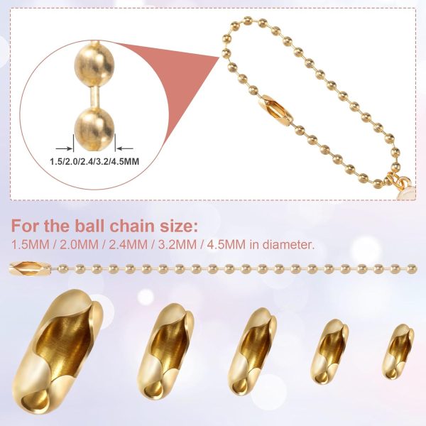 OIIKI 125pcs Ball Chain Connector Clasps Gold Fits for 1.5/2.0/2.4/3.2/4.5mm Beaded Ball Chain Clips Replacement - Image 4