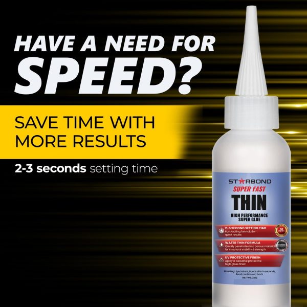 Starbond Super Fast Thin, Premium Instant CA (Cyanoacrylate Adhesive) Super Glue Plus Extra Cap and Microtips, (for Woodturning, Pen Turning, Hobby, Stabilizing, Finish, Inlay) (2 Ounce) - Image 3