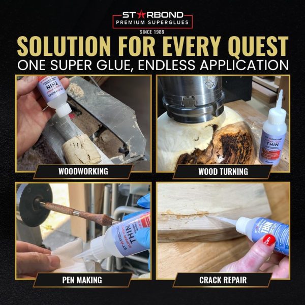 Starbond Super Fast Thin, Premium Instant CA (Cyanoacrylate Adhesive) Super Glue Plus Extra Cap and Microtips, (for Woodturning, Pen Turning, Hobby, Stabilizing, Finish, Inlay) (2 Ounce) - Image 7