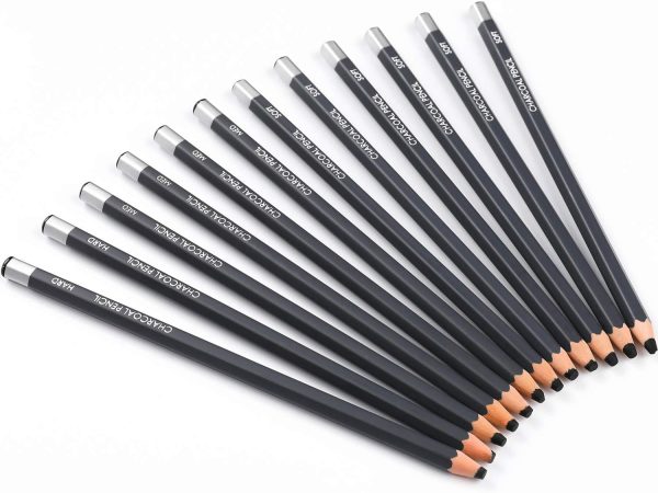 Sunshilor Professional Charcoal Pencils Drawing Set, 12 Pieces Soft Medium Hard Charcoal Pencils for Drawing, Sketching, Shading, Artist Pencils for Beginners & Artists - Image 7